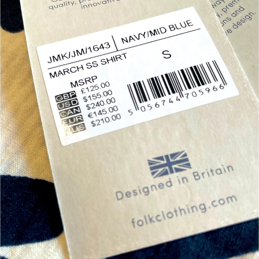 Brand New Folk White & Navy Shirt - Picture 2 of 2